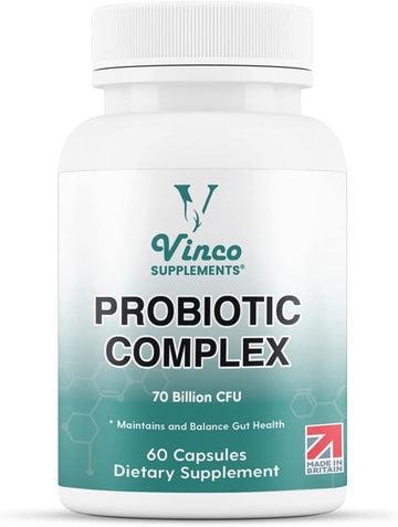 Vinco Probiotics Complex 70 Billion Cfu - 60 Vegan High Strength Probi50 Grams