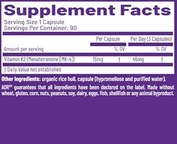 AOR, Peak K2, Supports Bone and Cardiovascular Health and Normal Blood