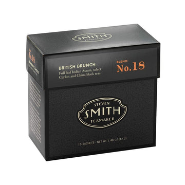 Smith Teamaker | British Brunch No. 18 - Assam, Ceylon & China Black Tea | Sugar-Free, Non-GMO, Plant Based Caffeinated Full Leaf English Breakfast Black Tea (15 Sachets each)