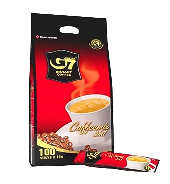 Trung Nguyen - G7 3 In 1 Instant Coffee - 1 Pack 100 Sachets | Roasted Ground Coffee Blend with Creamer and Sugar, Suitable for Most Coffee Brewing Methods