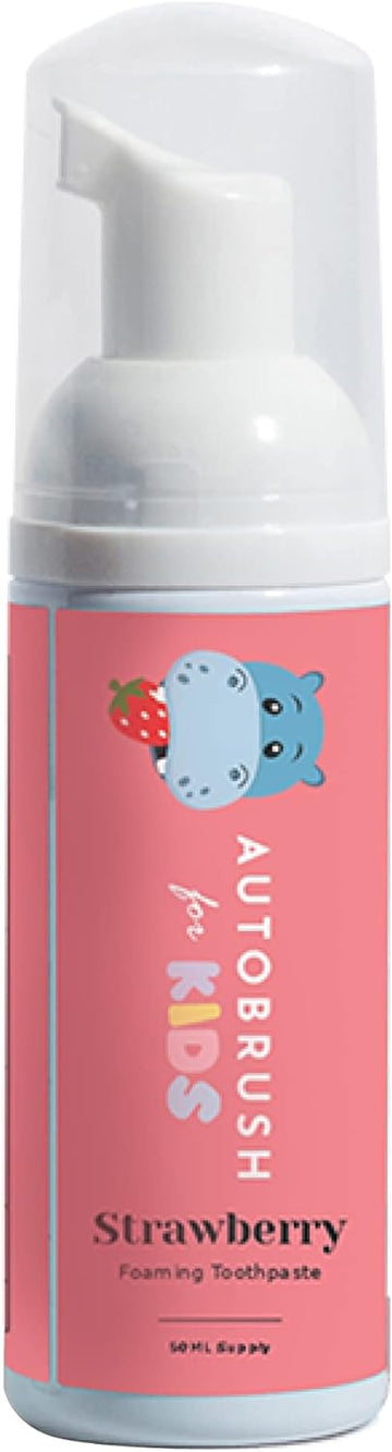 AutoBrush Kids uoride-Free Foaming Toothpaste Strawberry avor for Electric or U-Shaped Toothbrush, SLS-Free, Training Toothpaste, Anti-Cavity (1 Pack)