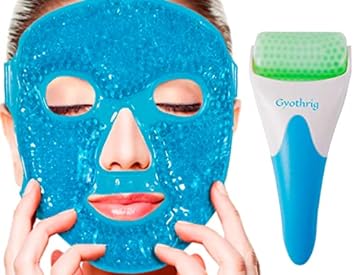 Face Ice Roller Gel Mask Set Gifts for Women Mom Mothers Day Cold Reusable Eye Masks Bead Massage Pack Cooling Skin Care Travel Tools for Dark Circles Puffiness Relief Sleeping Headache migraines
