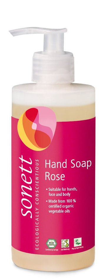 Sonett Organic Hand Soap Liquid Rose body care suitable For hands, face and body (Rose, 1 Count) Certified Organically Grown