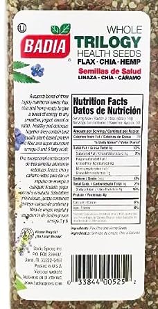 2 PACK Trilogy Seeds Whole Flax, Chia & Hemp Health Seed/Linaza, Cañamo