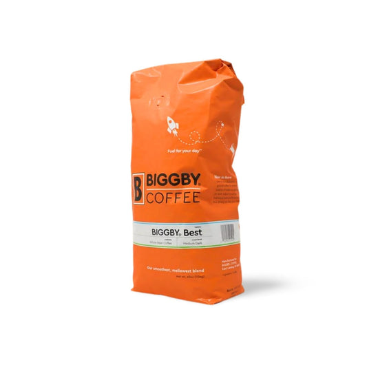 BIGGBY COFFEE Whole Roasted Coffee Beans | Medium Roast BIGGBY BEST Flavor Bag | Farm-Direct Tanzanian Peaberry, Nicaraguan and Mexican Coffee Beans Boxed in USA