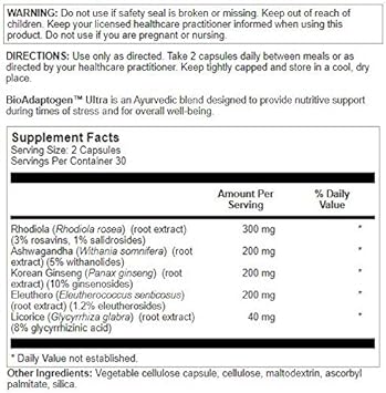 Nutra BioGenesis - BioAdaptogen Ultra - Ashwagandha, Rhodiola and Kore