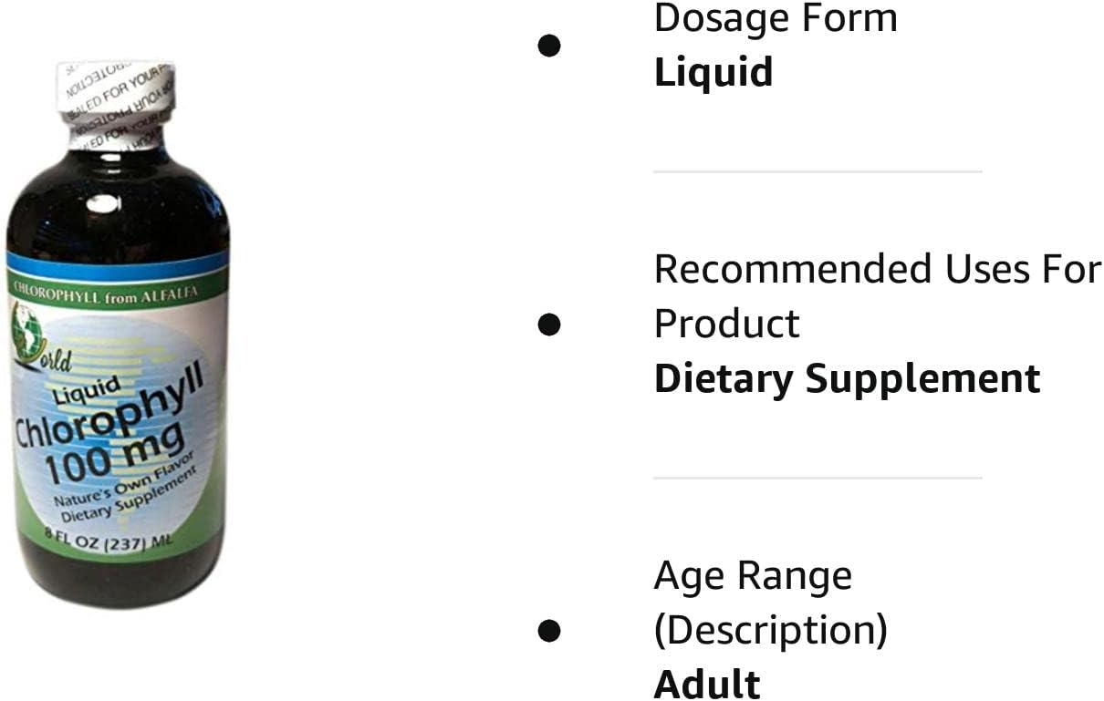 World Organic - Chlorophyll Liquid 100mg, 8 oz liquid