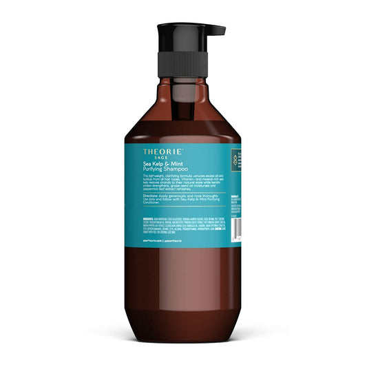 Theorie Sea Kelp and Mint Purifying Shampoo - Clarify & Strengthen - Removes Access Oil - Suited for All Hair Types - Protects Color and Keratin Treated Hair, Pump Bottle / 800