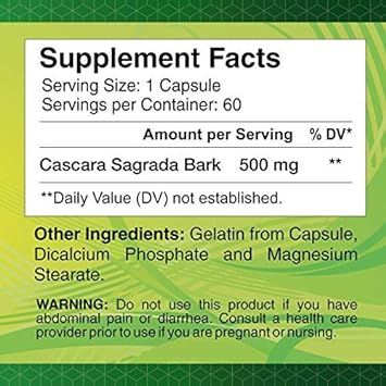 Alfa Vitamins Cascara Sagrada Herbal Supplement 500 MG - Helps Support Digestive System Function - Promotes Regularity -