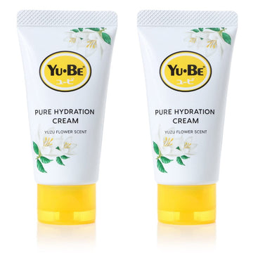 Yu-Be Yuzu Pure Hydration Cream (Duo): Body & Hand Lotion - Vegan Skin Care Cream for Sensitive & Dry Skin - Soothing Yuzu ower Extract - Day & Night Moisturizer- Cracked Heels Repair -1.35