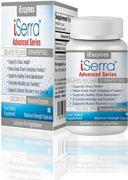 iSerra 250,000 SPU Serrapeptase Enzyme - 90 Maximum Strength Capsules 1.76 Ounces