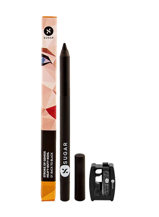 SUGAR Cosmetics Stroke of Genius Heavy-Duty Kohl Eyeliner Pencil - 01 Back to Black (Black), 1.2 g