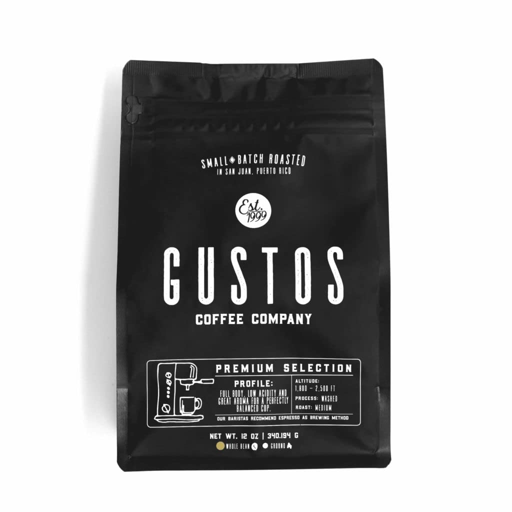 Gustos Coffee Premium Selection | Puerto Rican High End Medium Roasted Whole Bean Coffee
