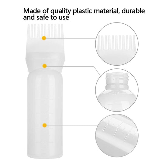 Mavis Laven Hair Color Applicator Bottles Shampoo Hair Color Oil Comb Applicator Tool Hair Coloring Dyeing for Salon Beauty(White)