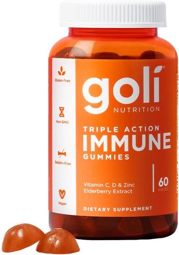 Goli Immune Vitamin Gummy - 60 Count - Elderberry, Vitamin C, D & Zinc