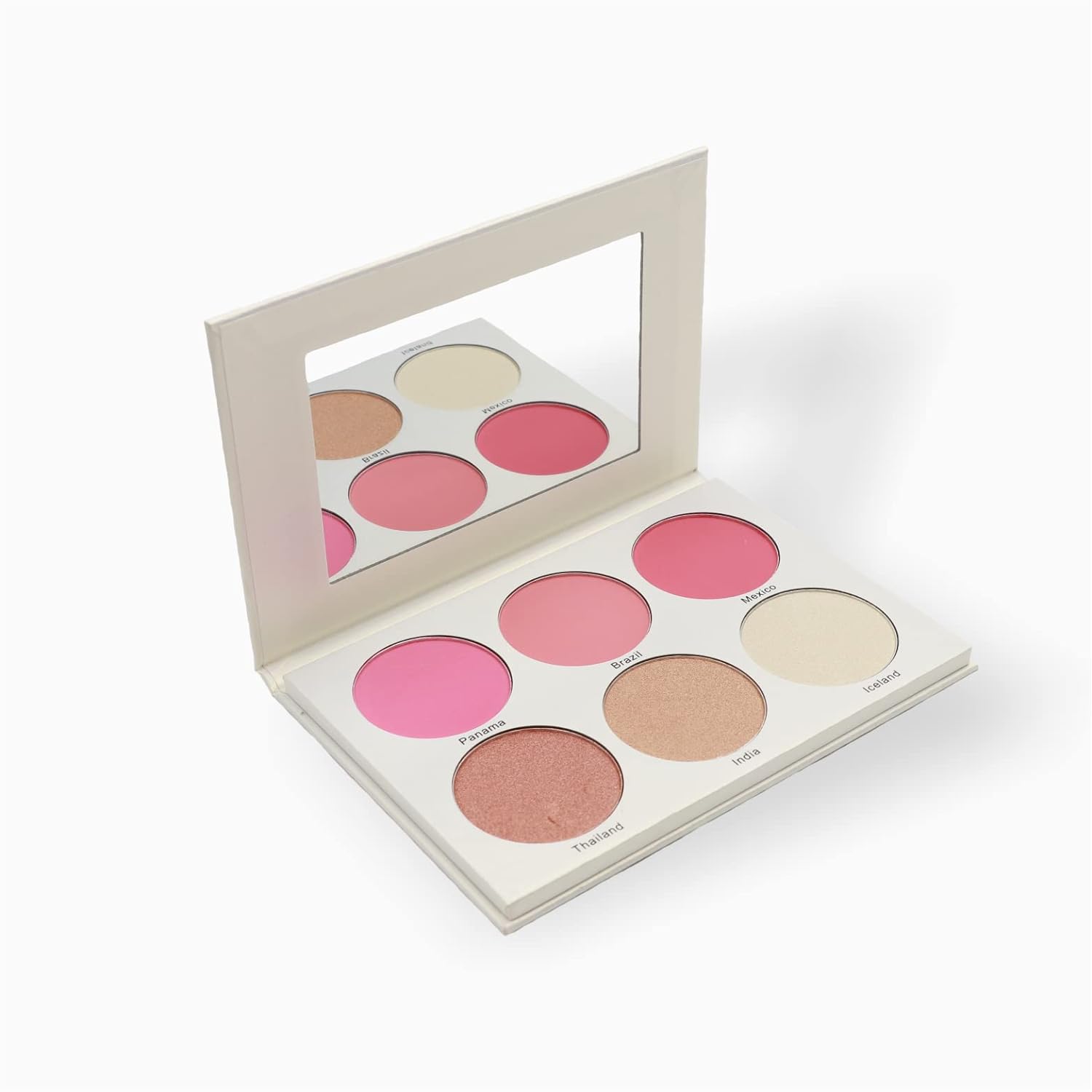 MUBA COSMETICS Universal Blush and Highlighter Palette - Face Makeup Set - 3- Highlighter Powder & 3- Blush Powder Shades- Face Highlighter & Powder Blush Palette - Powder Highlighter Make Up Palettes for Women- Blush Makeup Palettes