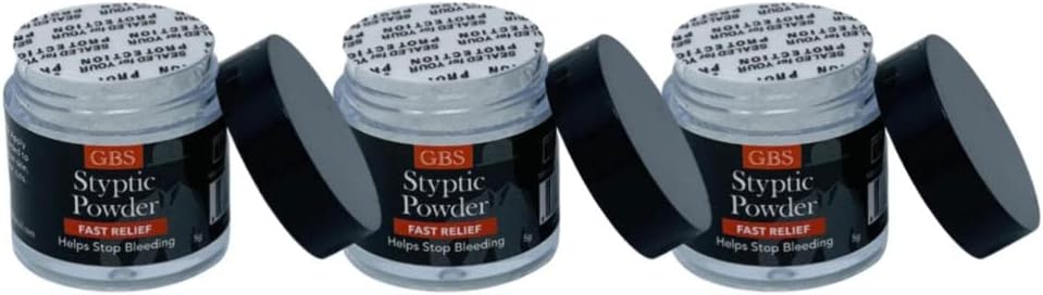 G.B.S Styptic Powder 5G Twist off Cap and Protective Seal, Pack of 3
