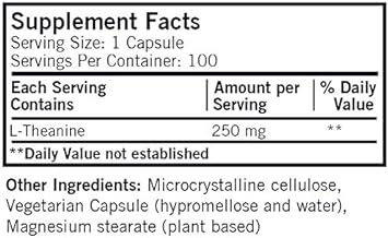 Kirkman – L-Theanine 250 mg - Hypoallergenic – 100 Vegetarian Capsules