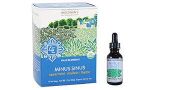 Four Elements 4E Organic Herbal Tea -16 Teabags,  - (Minus Sinus Tea Bundle with Minus Sinus Tincture )