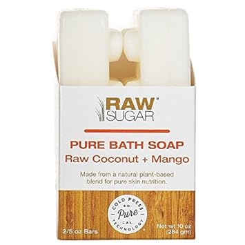 RAW Sugar Pure Bath Soap Coconut + Mango 2 ct, total 10(5 x2 bars)