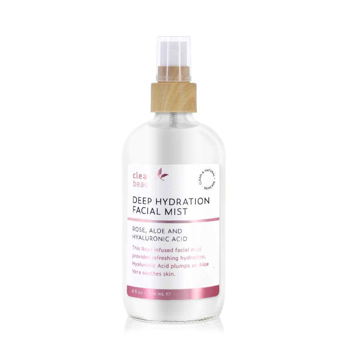 Clean Beauty Deep Hydration Facial Mist with Rose, Aloe & Hyaluronic Acid - Hydrates, Strengthens & Plumps | Smooth Fine Lines & Wrinkles | Soothe Redness & Irritation | Made in USA (8  )