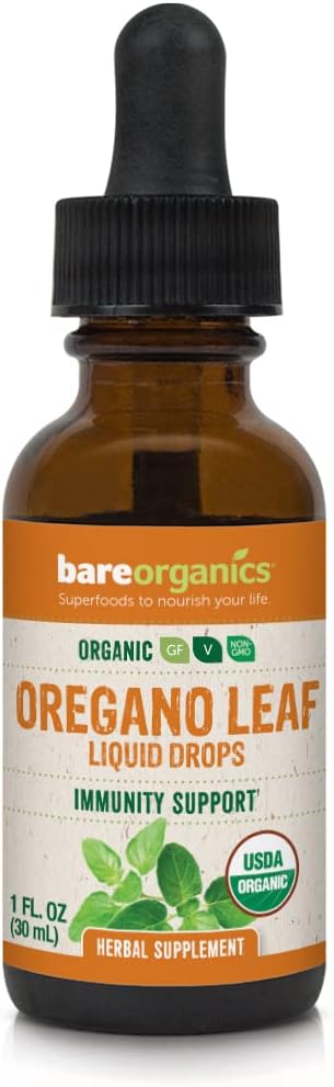 BareOrganics Oregano Leaf Liquid Drops, Herbal Supplement, Immunity Su