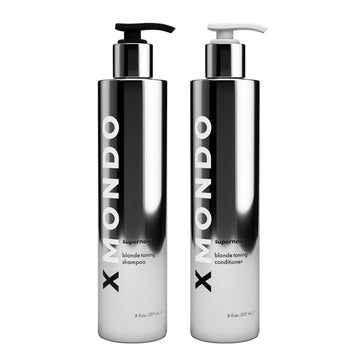 XMONDO Hair Supernova Blonde Toning Shampoo & Conditioner Bundle | Vegan Formula with Vegetable Proteins, Jojoba Oil, and Violet Pigments to Reduce Yellow Tones in Blonde Hair, 8  , 2pc Set