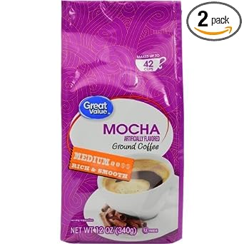 Great Value Mocha Medium Roasted Ground Coffee, (pack of 2)