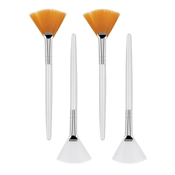 Sibba 4 Pcs Facial brushes, Fan Brushes, Acid Applicator Brush, Makeup Brush with Clear Plastic Handle Cosmetic Applying tools for Mud Face Cream