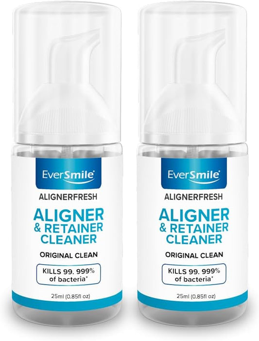 EverSmile AlignerFresh Original Clean - AlignerFresh Cleaning Foam for Invisalign & Clear Trays/Aligners. Cleans, Kills Bacteria, Whitens Teeth & Fights Bad Breath (2 Pack - 25 )