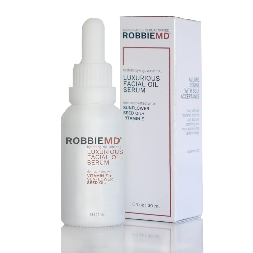 RobbieMD Luxurious Facial Oil Serum, Cold Pressed Organic Sunower Oil and Vitamin E for Deep Hydration, Soothe Protect Skin Barrier Even Out Skin Tones (1 /30 )