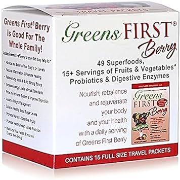 Greens First - Berry - Travel Packets - Greens Powder Superfood, 49 Su