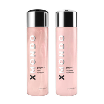 XMONDO Hair Project X Detox Shampoo & Weightless Conditioner Bundle - Vegan Formula With Argan Oil and Blueberry & Apple Extracts to Deep Clean, Protect and Lock In Moisture, 8  , 2pc Set