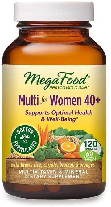 MegaFood, Multi for Women 40+, Supports Optimal Health and Wellbeing, Multivitamin and Mineral Dietary Supplement, Gluten Free, Vegetarian, 120 Tablets