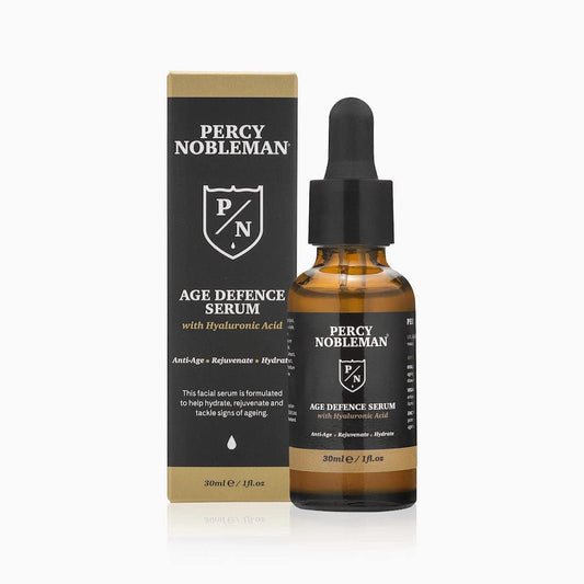 Percy Nobleman Age Defence Serum with Hyaluronic Acid, a face serum with a vitamin-rich formula to help tackle signs of ageing, 30