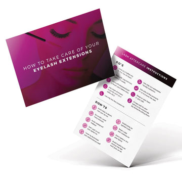 Lash Extension Aftercare Cards - Package of 50-4 x 6” Inch Double Sided Matte Design - Lash Care Cards - Lash Extension Supplies Lash Extension Aftercare Cards (English)