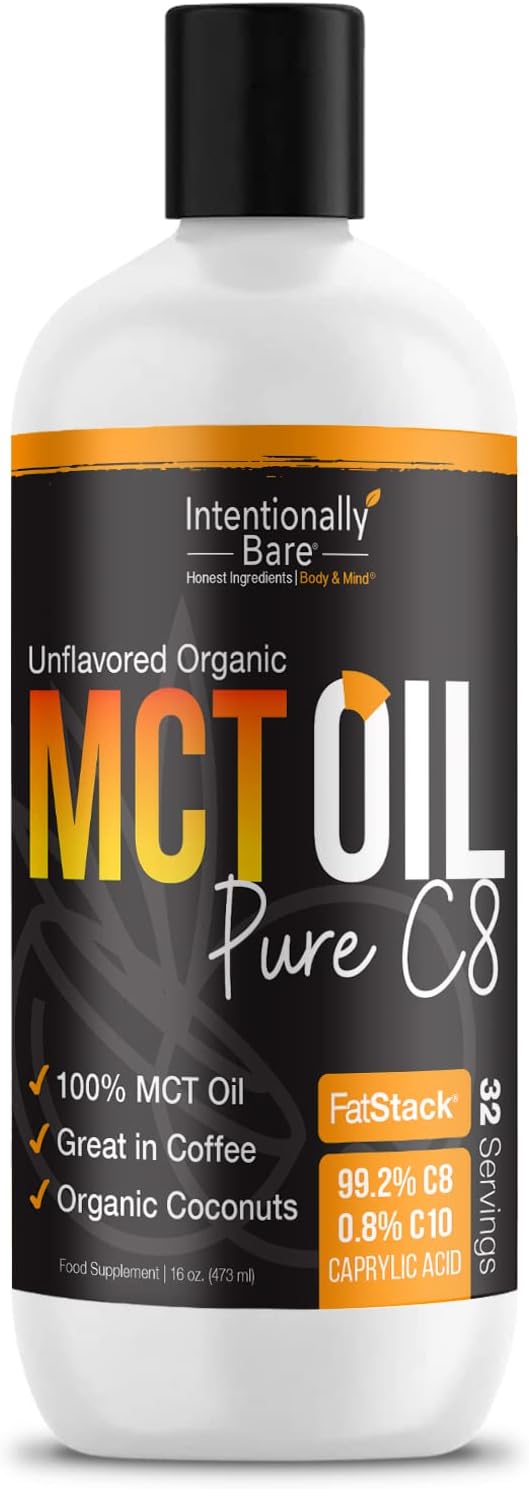 Intentionally Bare Pure C8 Organic MCT Oil - Keto, Paleo, Vegan - Coff1.15 Pounds