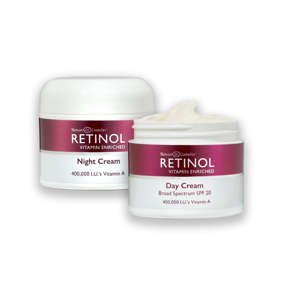 Retinol Anti-Aging, Vitamin Enriched Night Cream & Day Cream - Your 24 HOUR skincare duo that works day and night to give you younger-looking skin, 1  Each