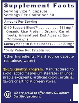 Quantum Nutrition Labs Qultured CoQ-10, 50 Plant-Source Capsules
