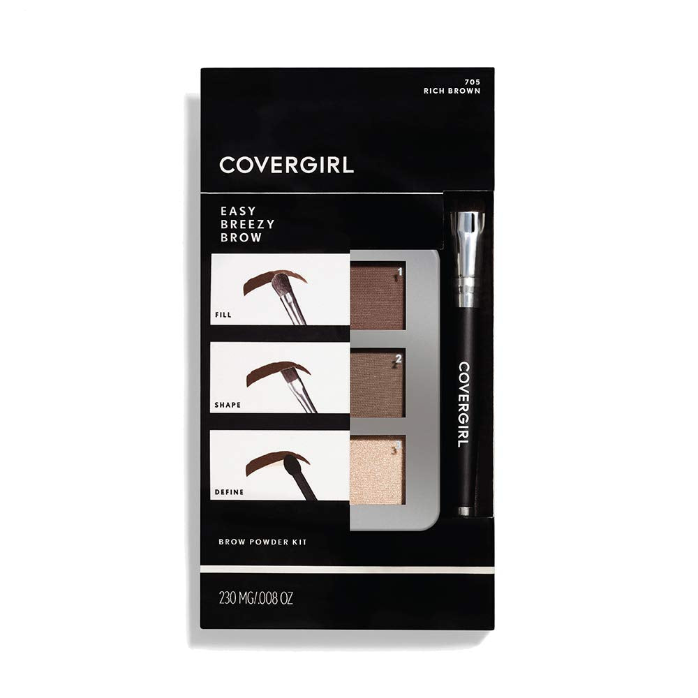 COVERGIRL Easy Breezy Brow Powder Kit, Rich Brown (packaging may vary)