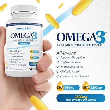  OMEGA BLU Triple Strength Pharmaceutical Grade Fish Oil 275