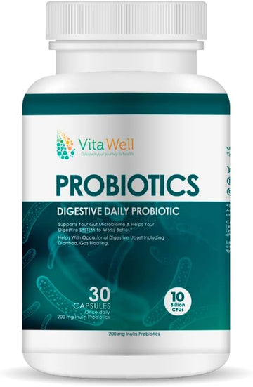 Vitawell Probiotics, 30 Capsules, Digestive Daily Probiotic, Gluten Fr1.59 Ounces