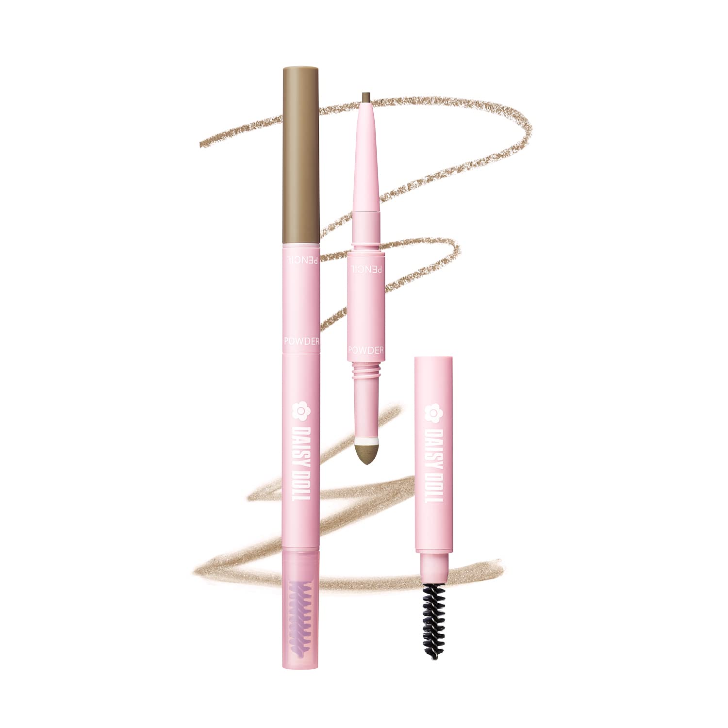 Daisy Doll Universal Eyebrow Pencil Includes Longwear Brow Powder and Bursh for Eyebrow Makeup, BR-04 (Ash Brown) 0.02