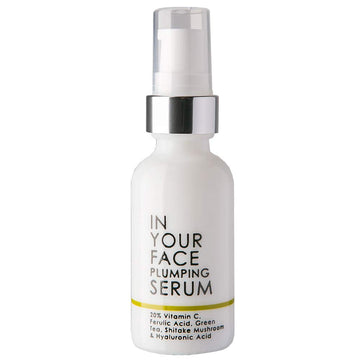 In Your Face PLUMPING SERUM | Hydrating & Brightening Anti-Aging Serum with Hyaluronic Acid, Vitamin C, Shiitake Mushroom, Organic Jojoba Oil & MSM | 1