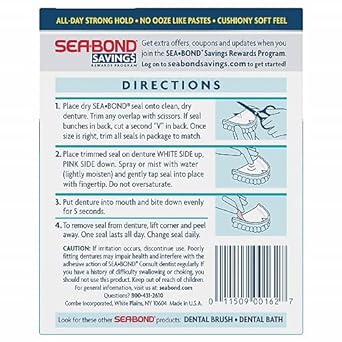 Sea-Bond Secure Denture Adhesive Seals, Original Uppers, Zinc Free, All Day Hold, Mess Free, 15 Count- Pack of 6 ( 90 Total Uppers)