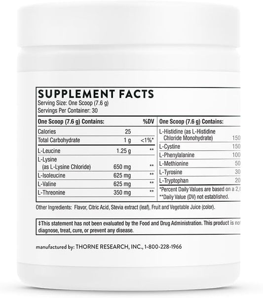 Thorne Amino Complex - Clinically-Validated EAA and BCAA Powder for Pre or Post-Workout - Promotes Lean Muscle Mass and Energy Production - NSF Certified for Sport - Berry avor -  - 30 Servings