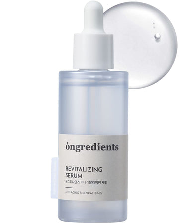 ONGREDIENTS Revitalizing Serum, Antioxidant Vegan Facial Serum, Improves Complexion for Dull Skin, Hyaluronic Acid and Buttery Pea ower Extract, 1.69 .