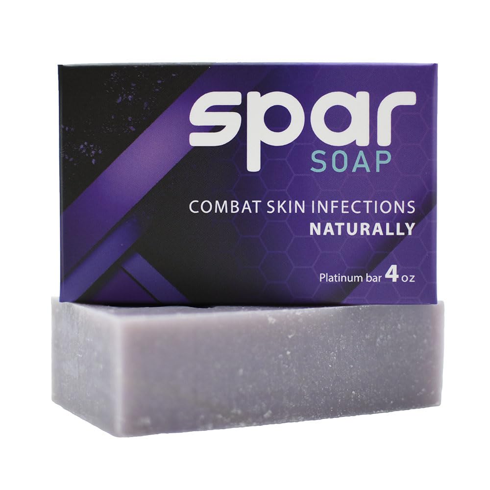 Spar Soap Platinum Antifungal Antibacterial Bar | Tea Tree, Rosemary, Cassia, Clove | Moisturizing Mango and Shea Butter | Great for Body Odor, Jock Itch, Ringworm, Athlete’s Foot | Ideal for contact based sport athletes