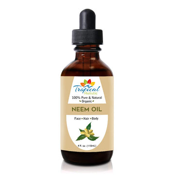 Tropical Holistic 100% Pure Organic Neem Oil 4 - Virgin, Cold Pressed, Unrefined - For Skin, Body