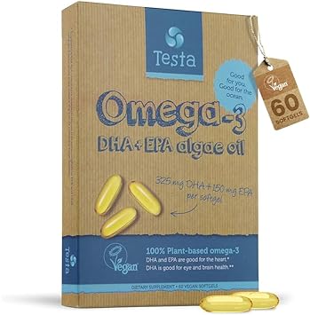 Testa Omega-3 Supplement - Vegan Based Omega 3 DHA EPA Capsules from Algae - Omega 3 Fatty acids - Supports Heart, Brain